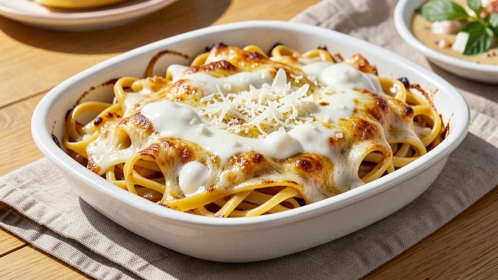 Baked Four Cheese Pasta Recipe: Bubbling Cheese Rivers and Al Dente Noodles