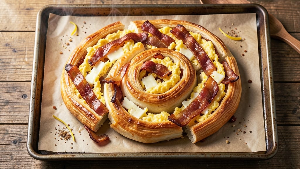 Baked Bacon Egg Cheese Pinwheels Recipe: Flaky Crescents With Salty-Sweet Crunch