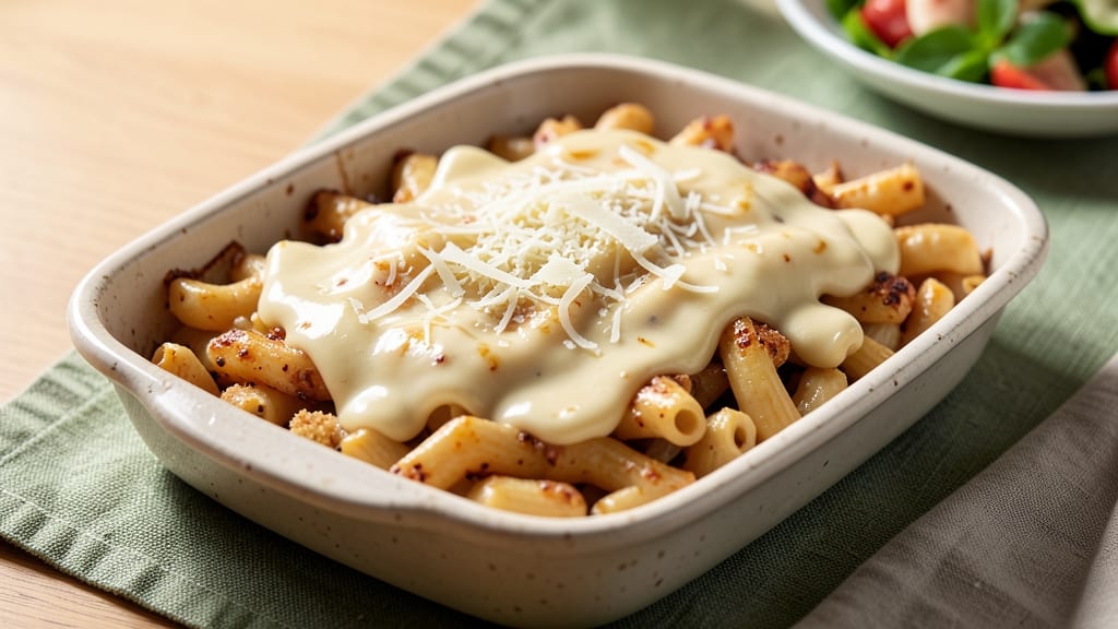 Baked Alfredo Mac And Cheese Recipe: Bubbly Béchamel Meets Crispy Breadcrumbs