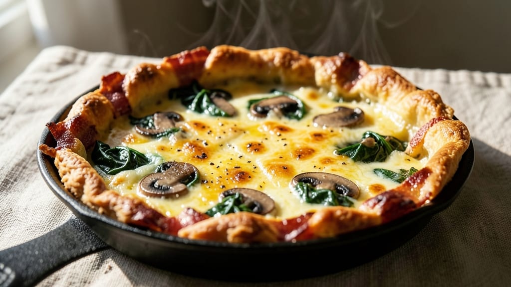 Bacon Mushroom Spinach Cheese Quiche Recipe: Flaky Crust Loaded With Salty-Sweet Bites