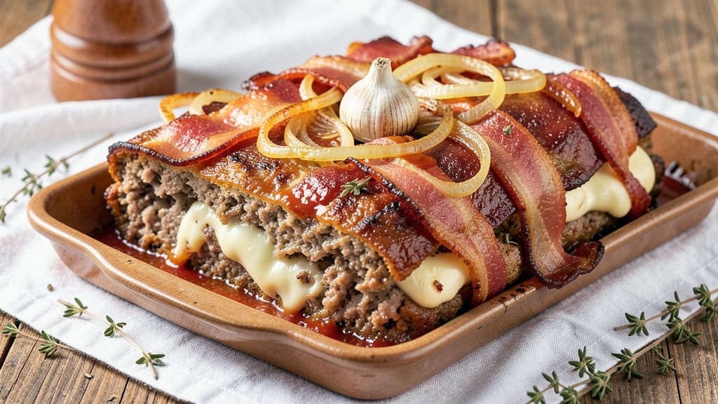Bacon-Wrapped Meatloaf Stuffed With Babybel Cheese Recipe: Smoky Crispy Edges and Melty Pull-Apart Centers