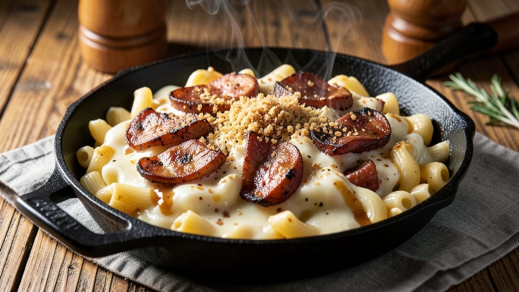 Andouille Mac and Cheese Recipe: Smoky Sausage and Three-Cheese Luxe