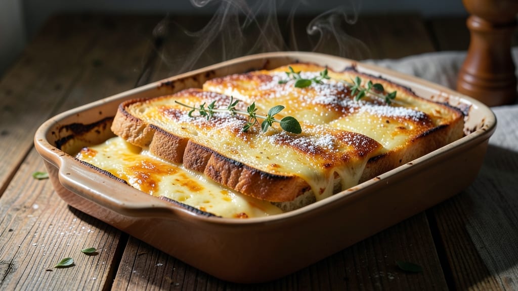 Basic Cheese Strata Recipe: Fluffy Egg Custard With Melty Chunks