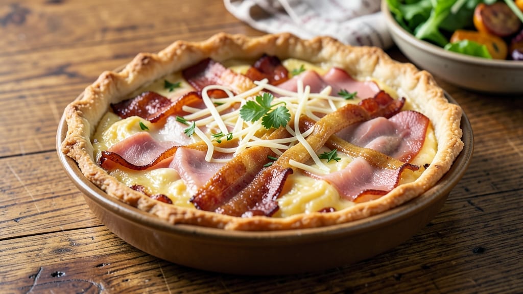 Bacon, Ham, and Cheese Quiche Recipe: Flaky Crust Loaded With Salty-Sweet Layers