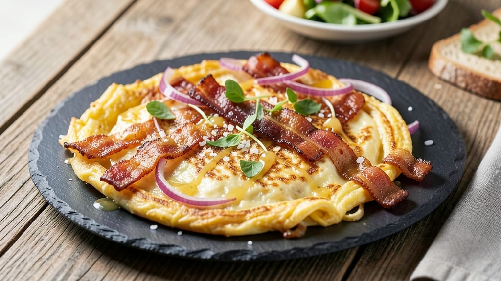 Bacon Cheese Onion Omelette Recipe: Crispy Edges and Melty Layers in 10 Minutes