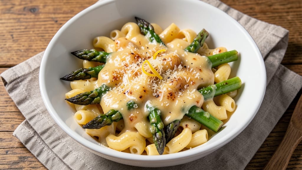 Asparagus Mac and Cheese Recipe: Roasted Greens and Triple-Cheese Luxe