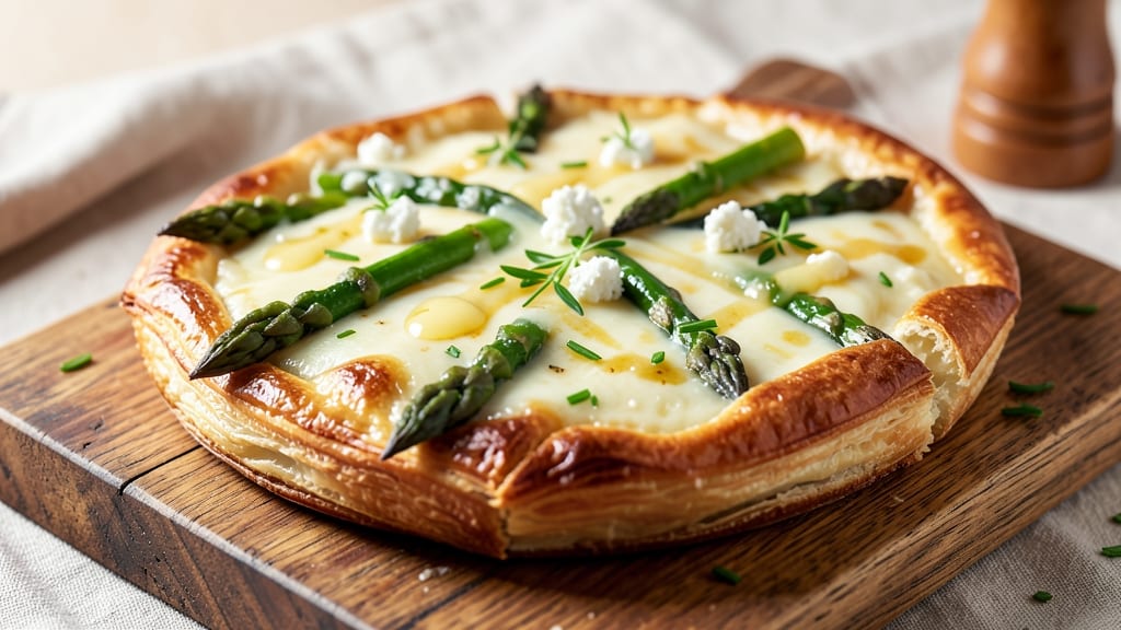 Asparagus and Cheese Tart Recipe: Flaky Crust With Herbed Cheese Filling