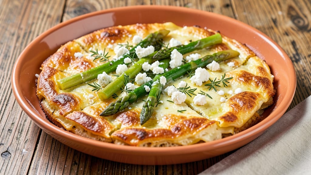 Asparagus Goat Cheese Frittata Recipe: Golden Crust With Tangy Creamy Layers