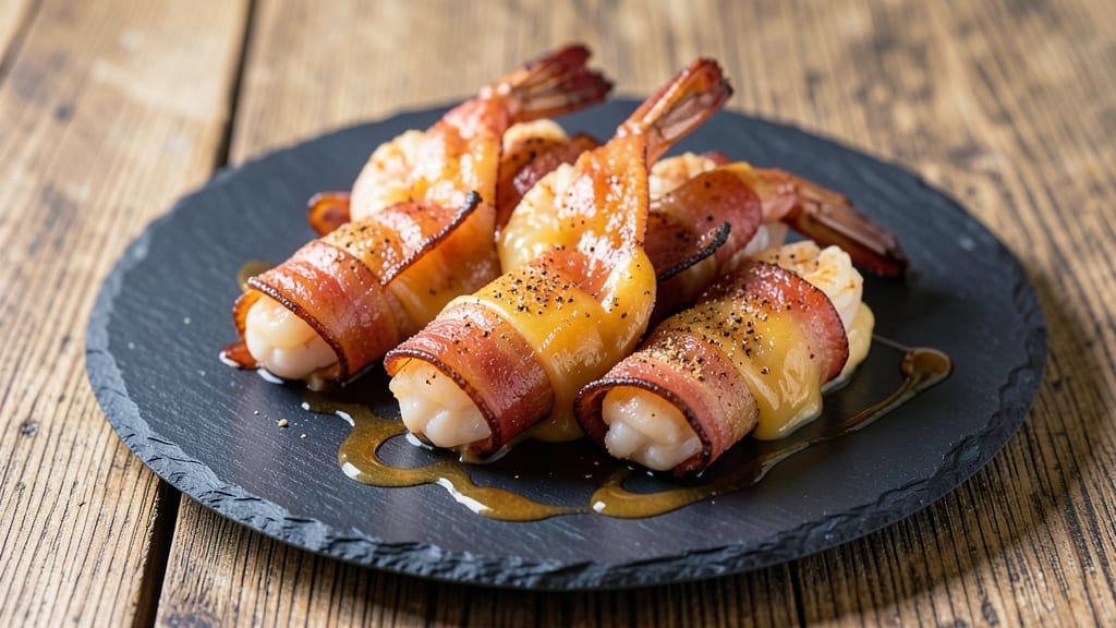 Bacon-Wrapped Shrimp With Pepper Jack Cheese Recipe: Smoky Cheese and Crispy Bacon Bites