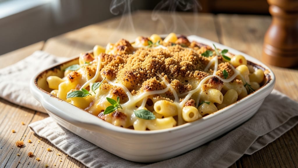 Baked Macaroni and Cheese Recipe Bread Crumb Topping: Crispy-Golden Crunch Over Melty Cheese Rivers