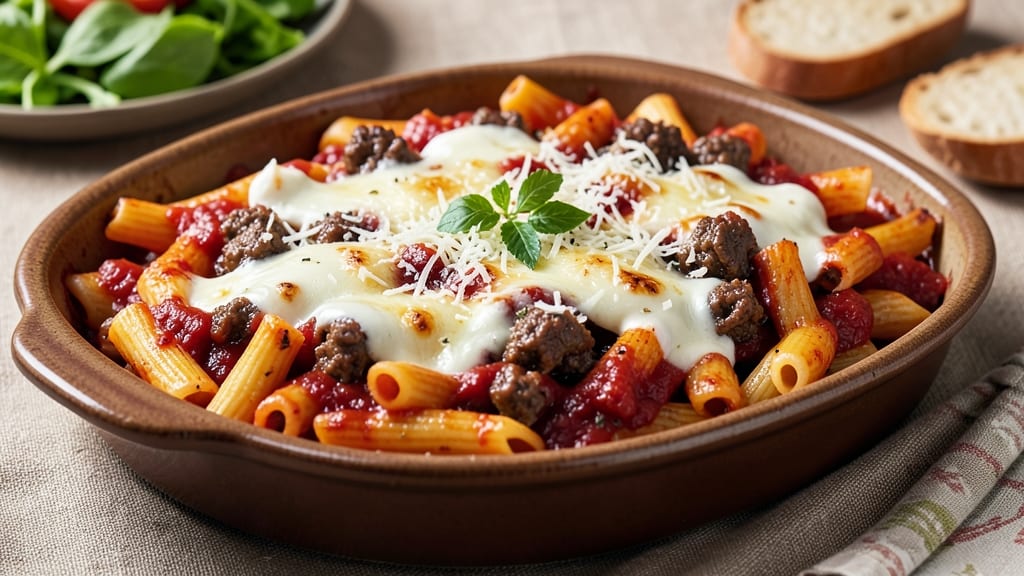 Baked Ziti With Meat And Ricotta Cheese Recipe: Triple-Layered Cheesy Goodness