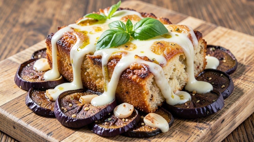 Aubergine, Kitchen Cheese, and Bread Recipe: Crispy Crust, Melty Cheese Pull-Apart Bites