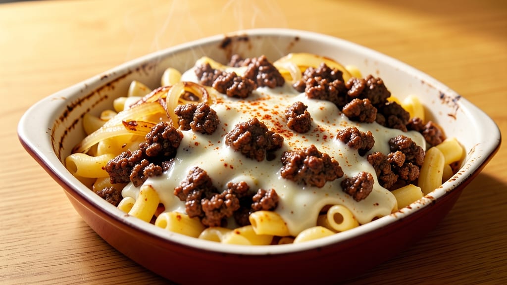 Baked Mac and Cheese With Ground Beef Recipe: Savory Meat and Cheese Layered Magic