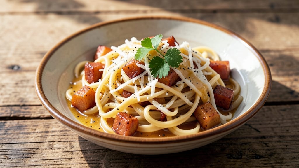 Bacon and Cheese Pasta Recipe: Crispy Pancetta Bites and Al Dente Noodles