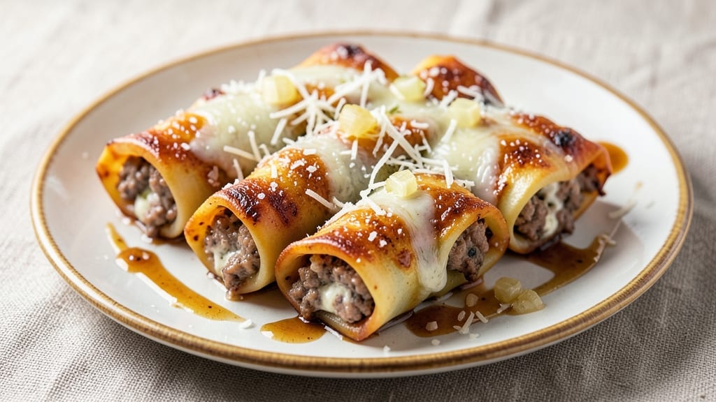 Beef and Cheese Cannelloni Recipe: Triple-Layered Pasta with Melty Ricotta Filling