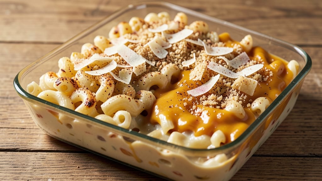 8x8 Macaroni and Cheese Recipe: Triple-Layered Crunch and Creamy Rivers