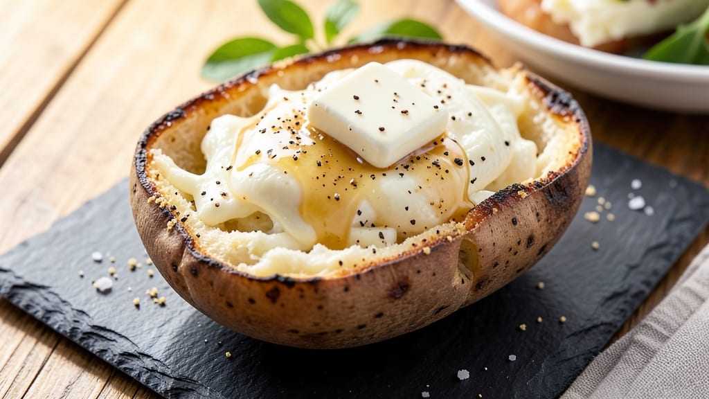 Baked Potato With Mozzarella Cheese Recipe: Melted String Cheese Rivers and Crispy Top Magic