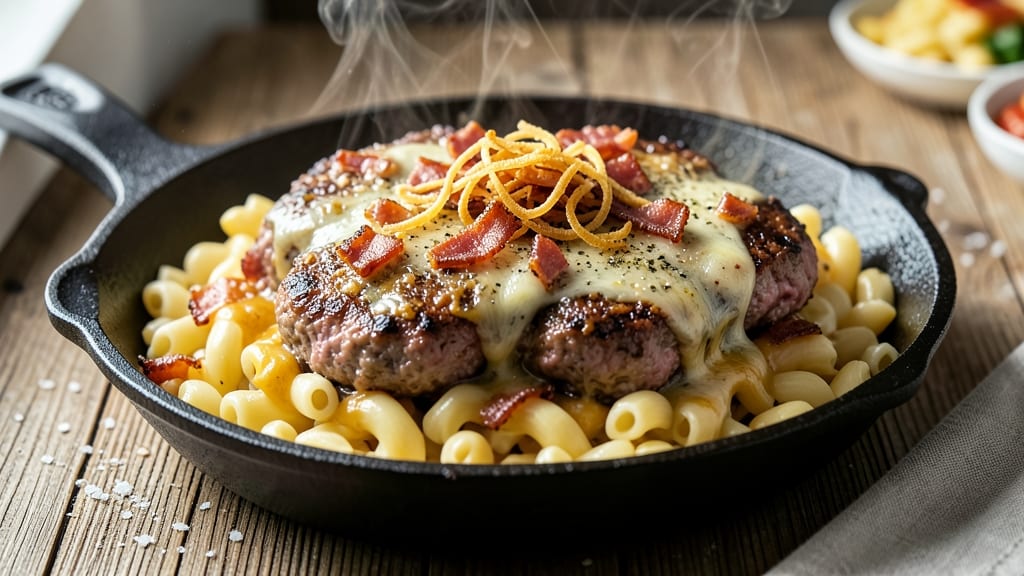 Bacon Cheeseburger Mac and Cheese Recipe: Triple-Layered Crunch With Smoky Bacon Bits