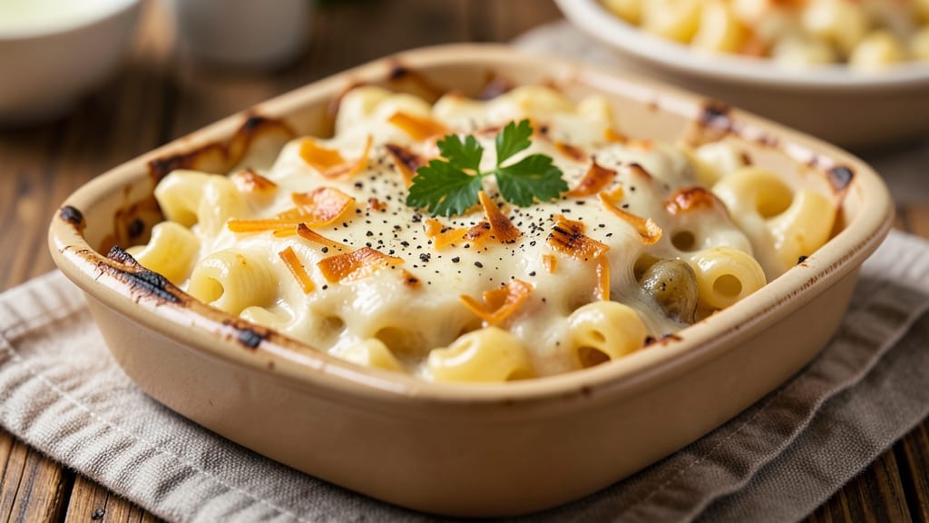 Asiago Macaroni and Cheese Recipe: Bubbly Baked Cheese with Al Dente Noodles