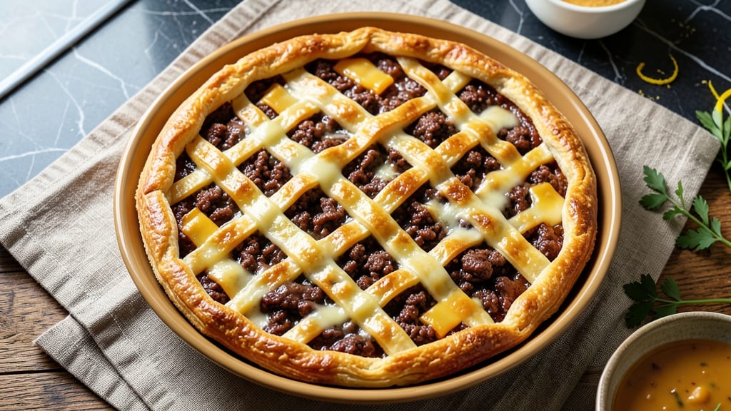 Beef and Cheese Pie Recipe: Flaky Pastry Crust with Savory Meat and Melty Cheese Layers
