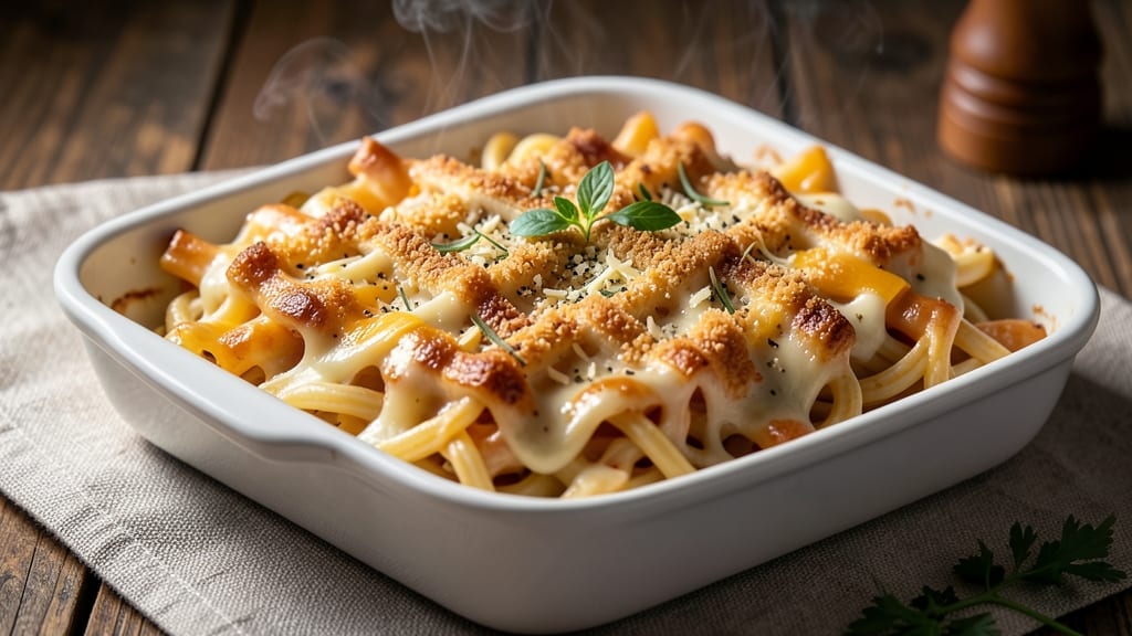 Baked Mac and Cheese Recipe with Spaghetti Noodles: Cheesy Stretch Magic in One-Pan Wonder