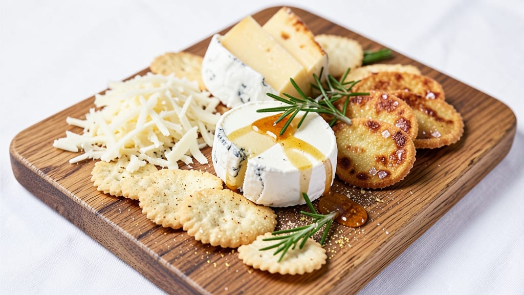 99 Restaurant Cheese and Crackers Recipe: Triple-Cheese Crunch With Warm Garlic Twist