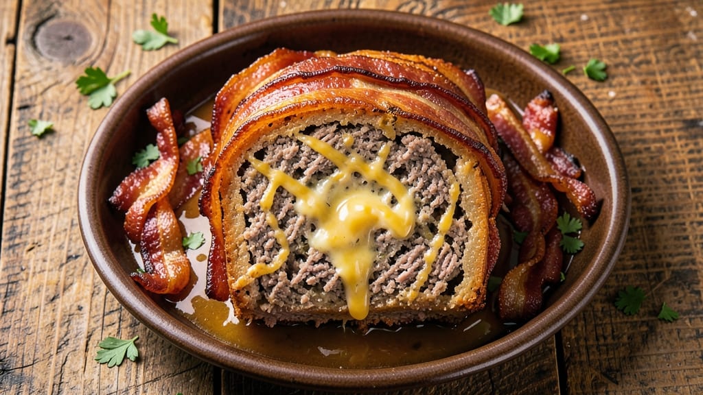 Bacon-Wrapped Cheese-Stuffed Meatloaf Recipe: Crispy Crust Meets Gooey Cheese Explosion