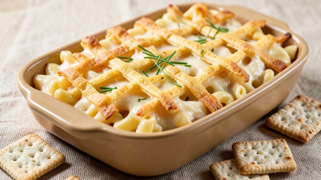 Baked Macaroni and Cheese With Ritz Cracker Topping Recipe: Crunchy Crown Over Melty Cheese