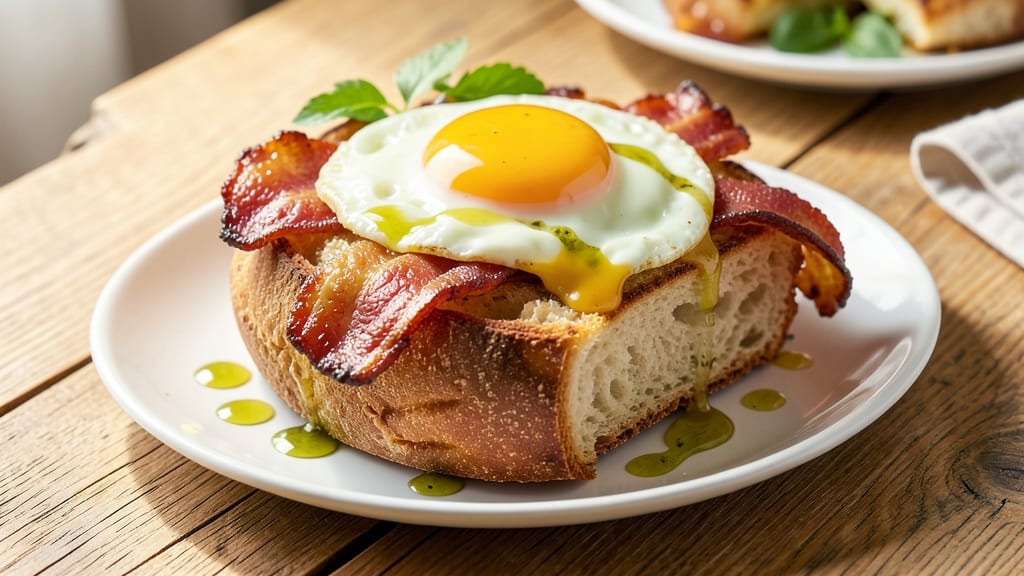 Bacon Egg and Cheese Sourdough Bread Recipe: Crispy Crust, Runny Yolk Magic