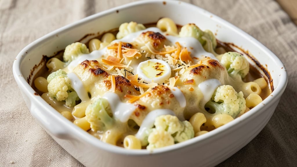 Baked Cauliflower Mac and Cheese Recipe: Crispy Top, Creamy Cheese Rivers