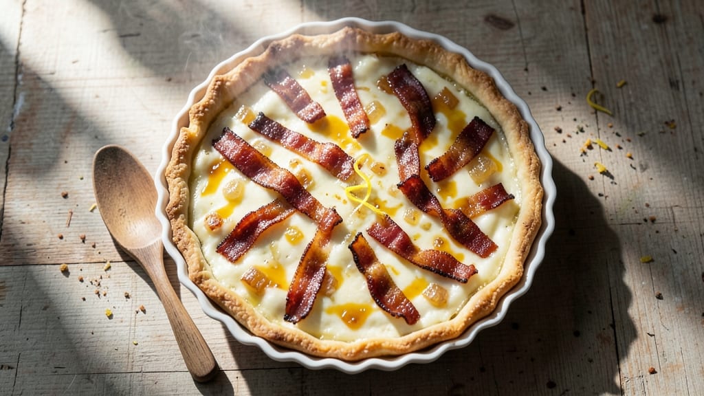 Bacon, Cheese, and Onion Quiche Recipe: Flaky Crust Loaded With Salty-Sweet Bites