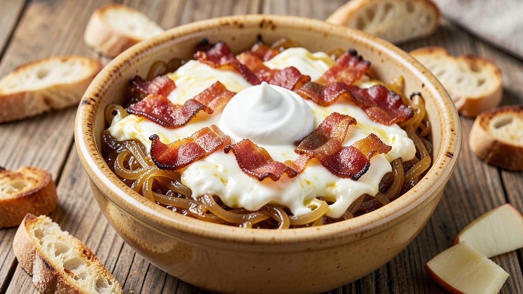 Baked Bacon Cheese Onion Dip Recipe: Smoky Crunch Meets Creamy Warmth