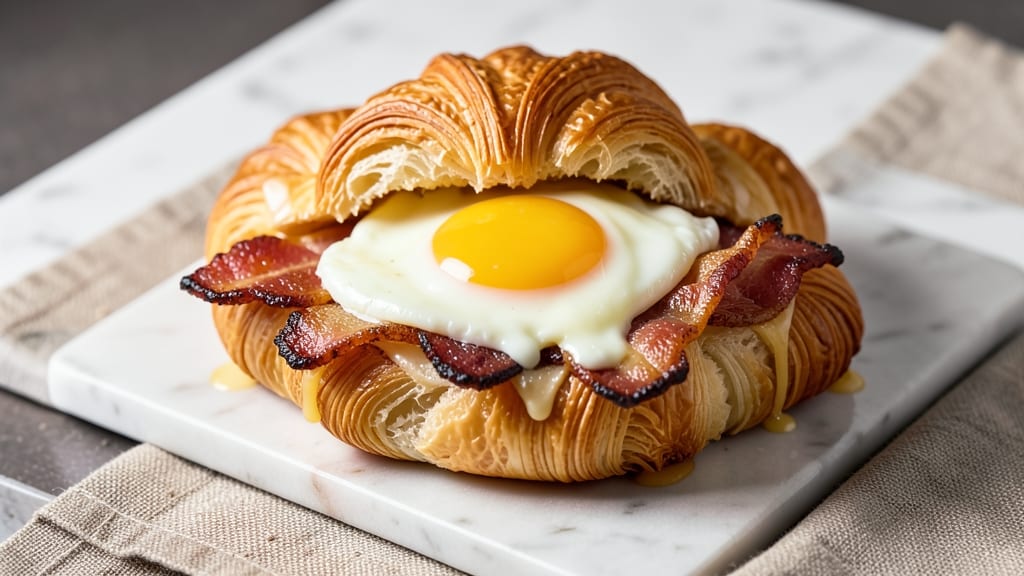 Bacon, Egg, and Cheese Stuffed Croissants Recipe: Flaky Layers Packed With Savory Surprise