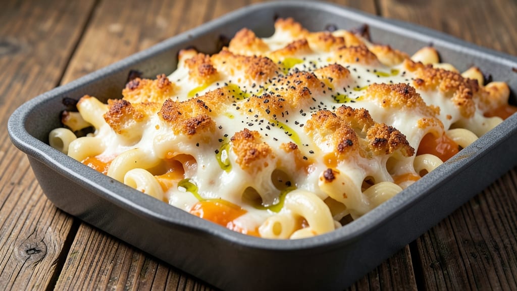 Baked Mac and Cheese Recipe with Box Mac and Cheese: Crispy Top, Melty Streaks, One-Pan Magic