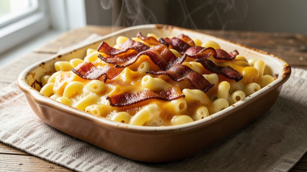 Bacon Mac and Cheese Recipe: Thanksgiving Crowd-Pleasing Bite of Crispy Top and Melty Cheese