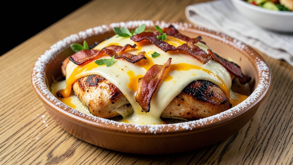 Baked Chicken With Bacon and Cheese Recipe: Triple-Crispy Crunch and Melty Fusion