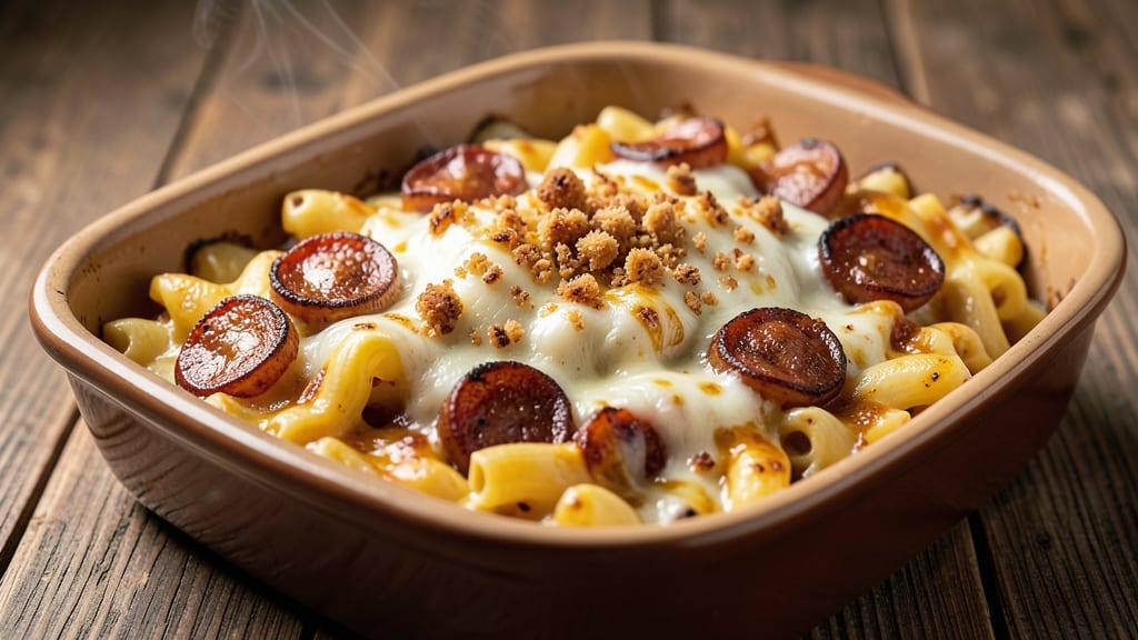 Baked Mac and Cheese With Sausage Recipe: Crispy Top, Gooey Pull-Apart Layers