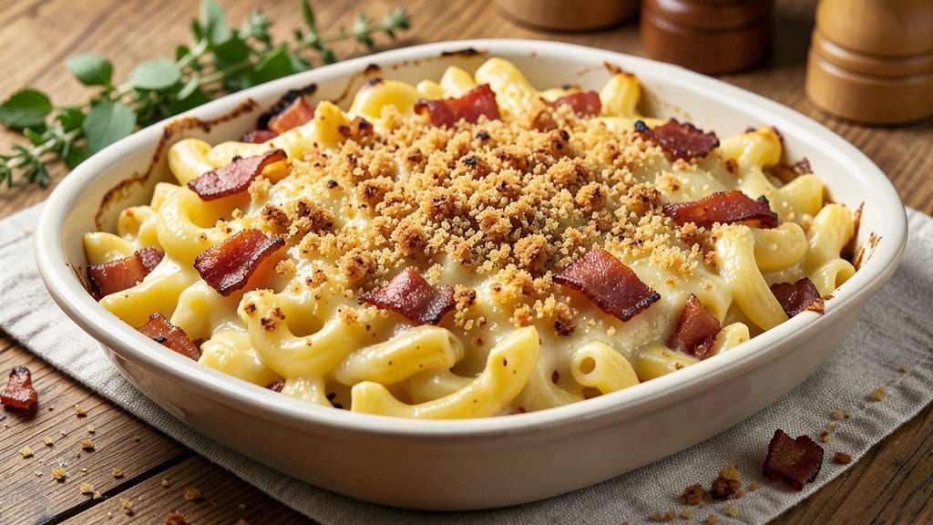 Baked Mac and Cheese Recipe with Bread Crumbs and Bacon: Crispy-Topped Indulgence With Smoky Depth