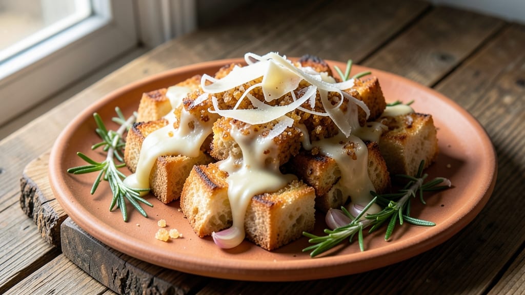 Ancient Cheese Recipe: Crusty Bread Bites with Aged Flavor Magic