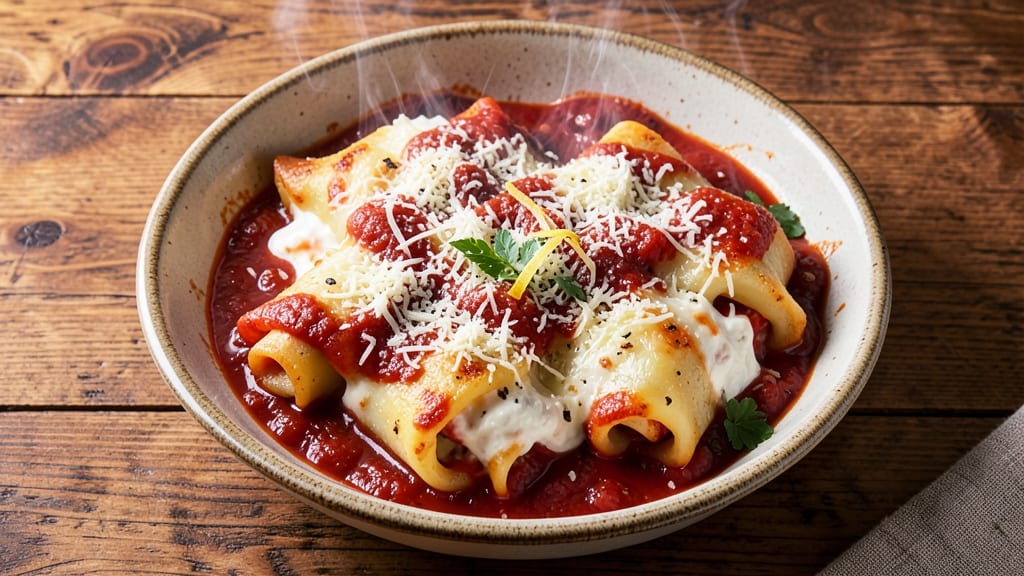 Baked Cheese Manicotti Recipe: Triple-Layered Cheese Tower With Al Dente Pasta